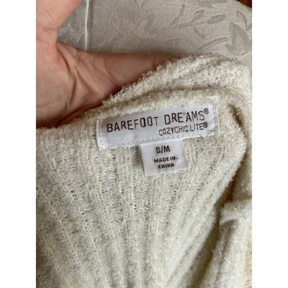 Barefoot Dreams Cozychic Lite Knit Soft Open Cardigan Cream 3/4 Sleeveless S/M - Picture 6 of 9